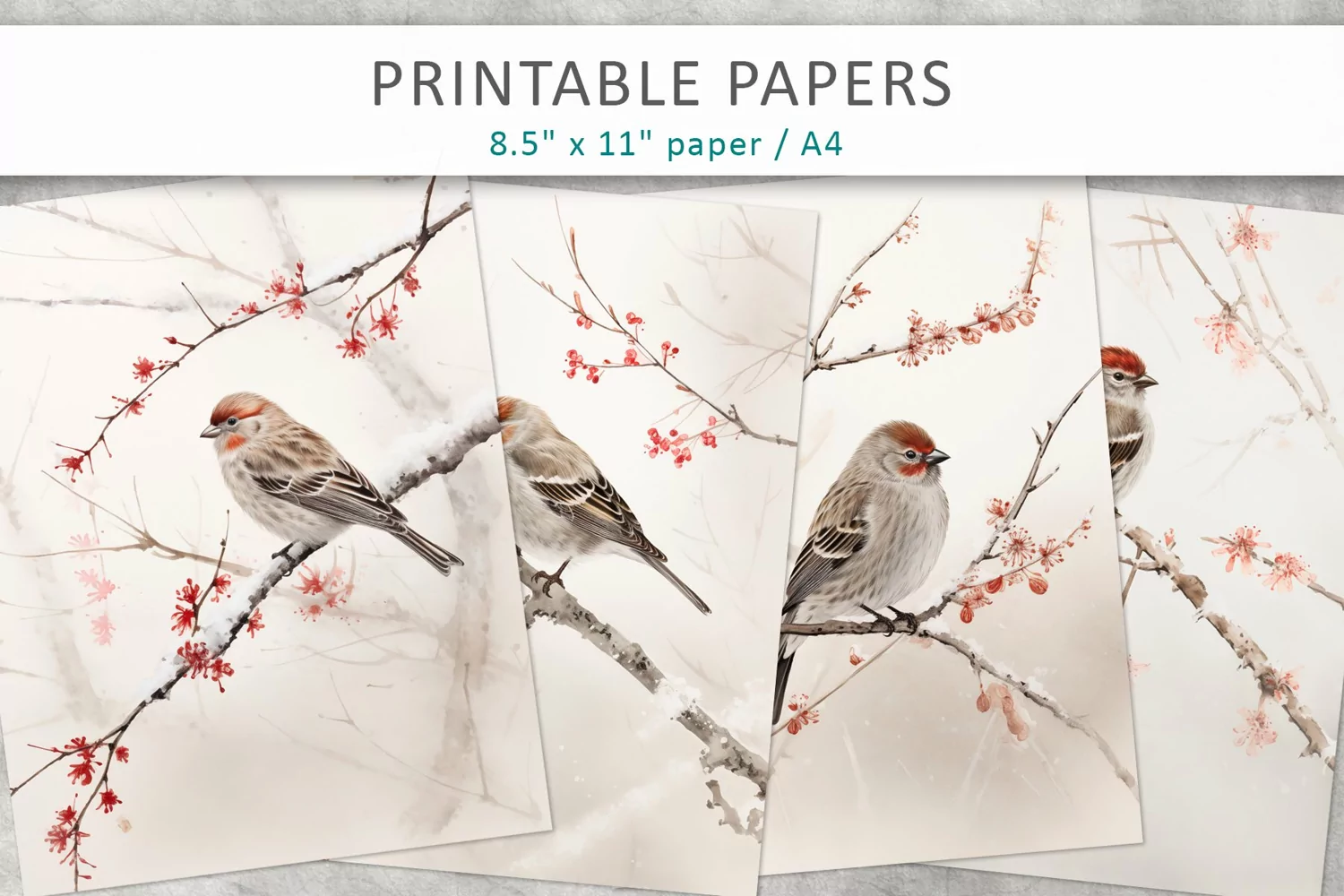 Bird Junk Journal Paper, scrapbook paper product image 1