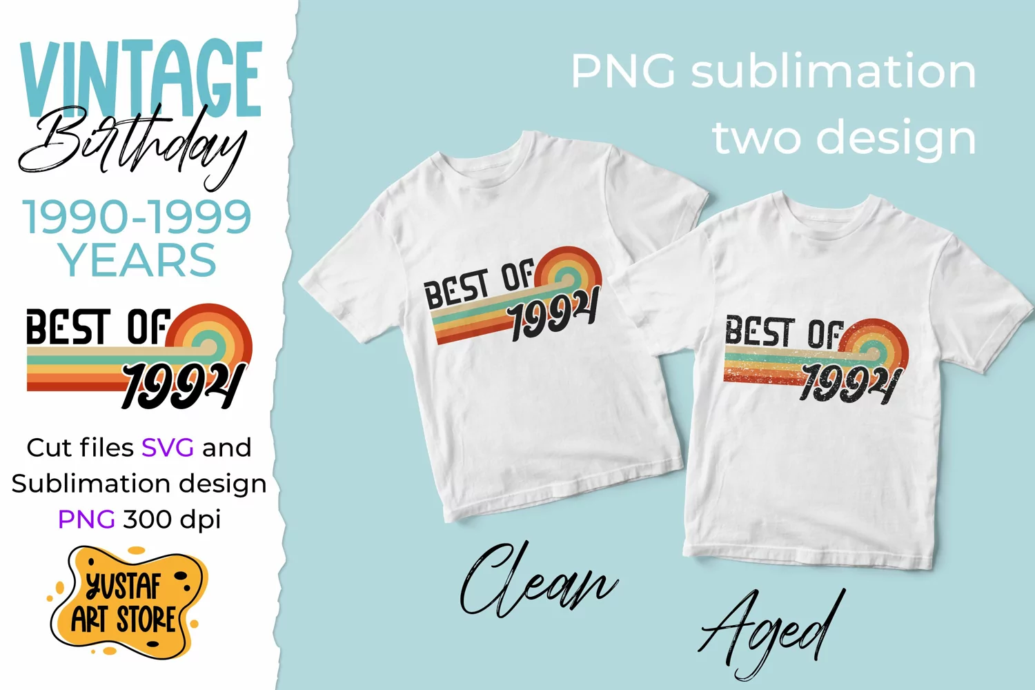 Vintage Birthday cut files and sublimation. 1990-1999 years product image 1