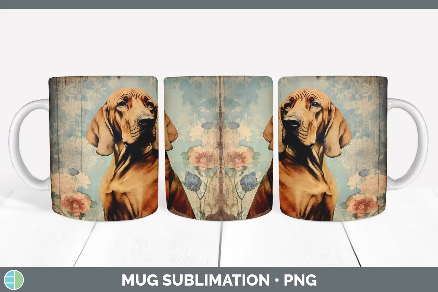 GorgeousDecoupage Bloodhounds Mug Wrap design.