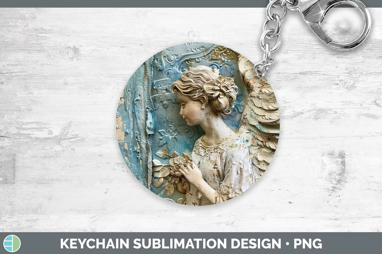 GorgeousVintage Blue Christmas Keychain design.