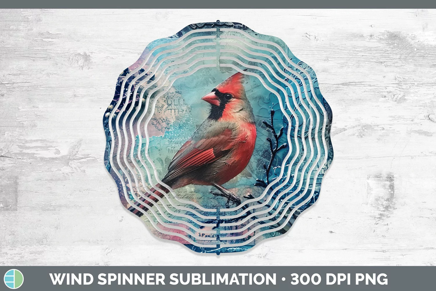 GorgeousVintage Blue Christmas Wind Spinner design.