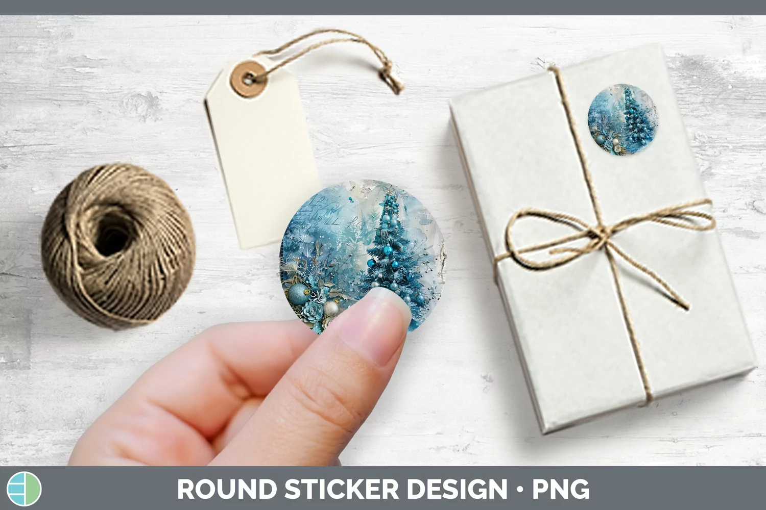 GorgeousVintage Blue Christmas Stickers design.