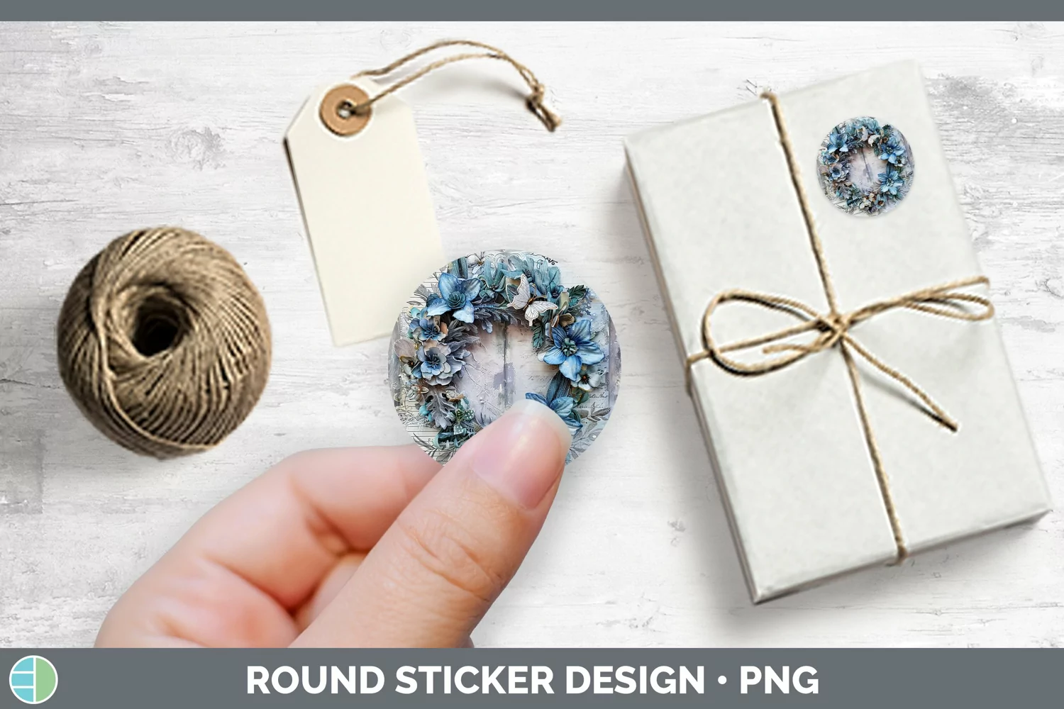 GorgeousVintage Blue Christmas Stickers design.