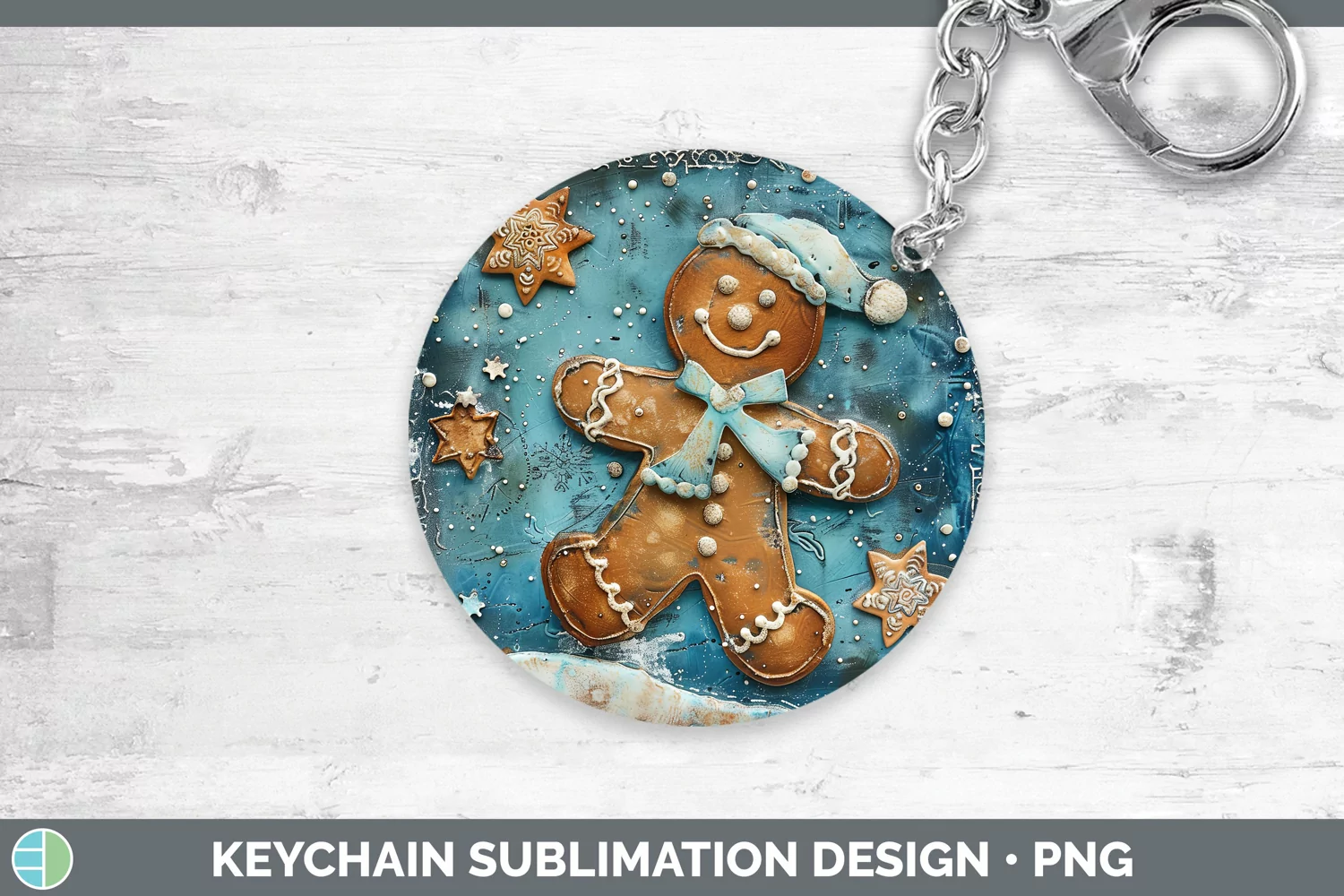 GorgeousVintage Blue Christmas Keychain design.