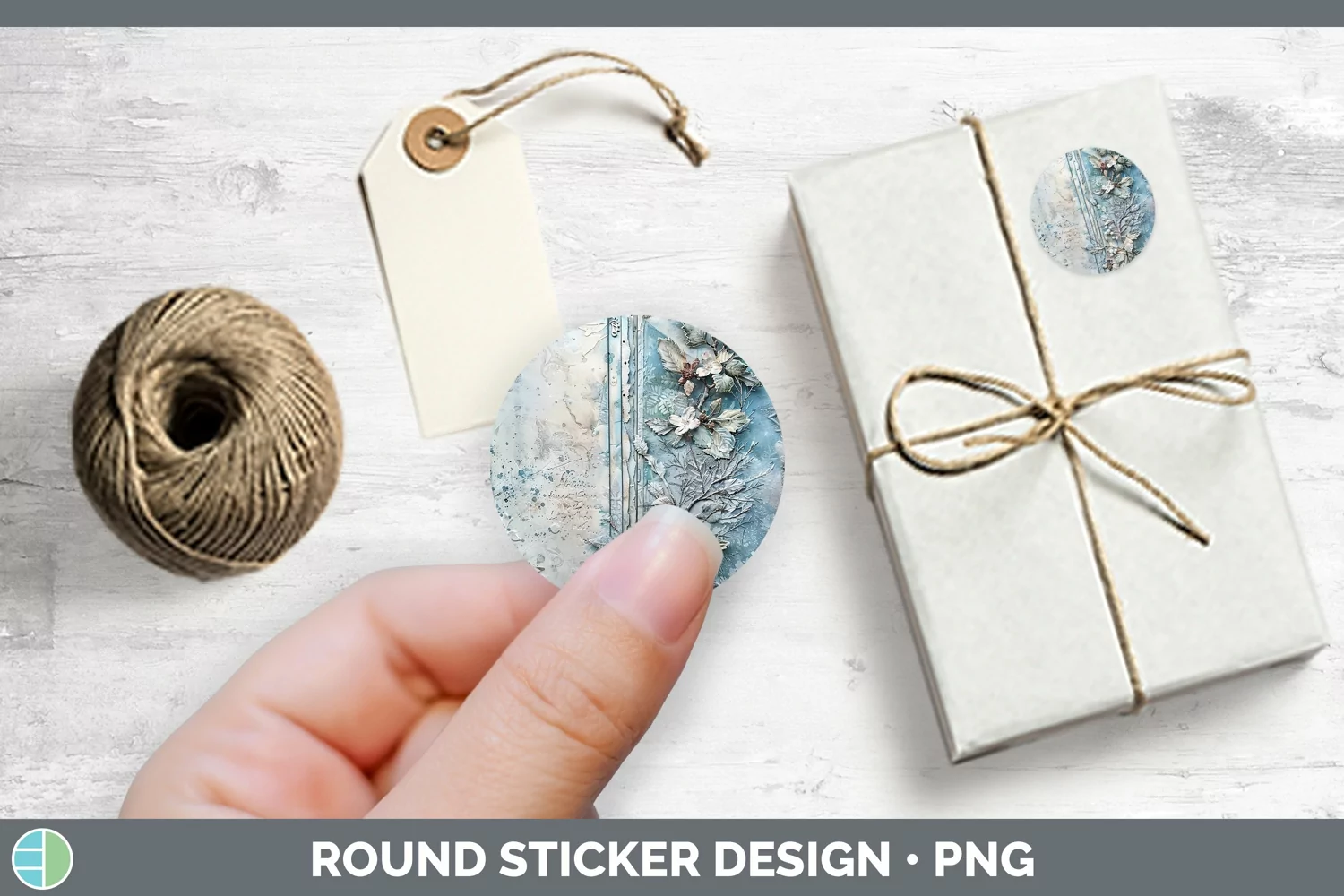 GorgeousVintage Blue Christmas Stickers design.