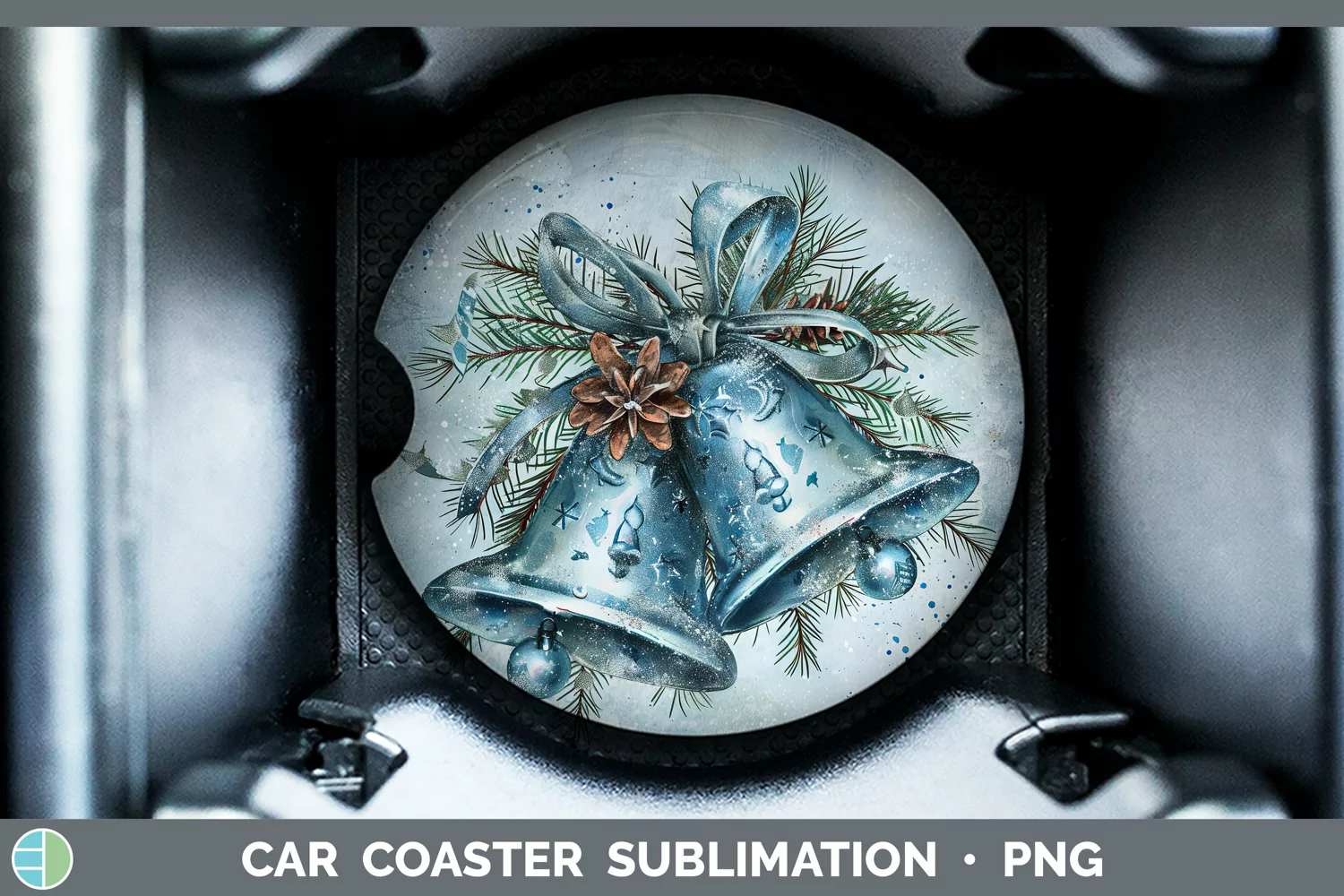 GorgeousVintage Blue Christmas Car Coaster design.