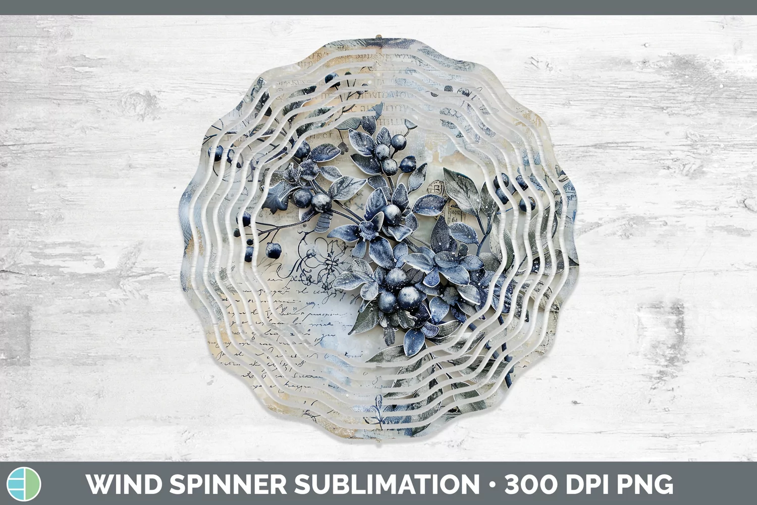 GorgeousVintage Blue Christmas Wind Spinner design.