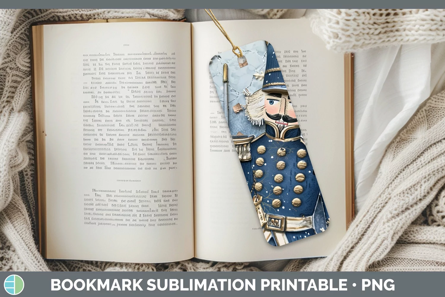 GorgeousVintage Blue Christmas Bookmark design.