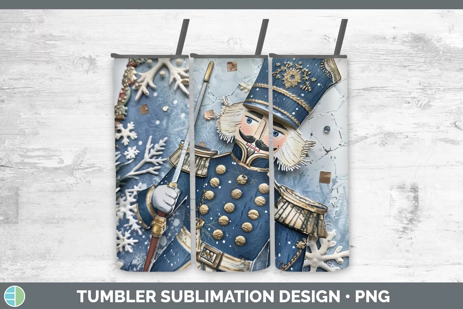 GorgeousVintage Blue Christmas Tumbler design.