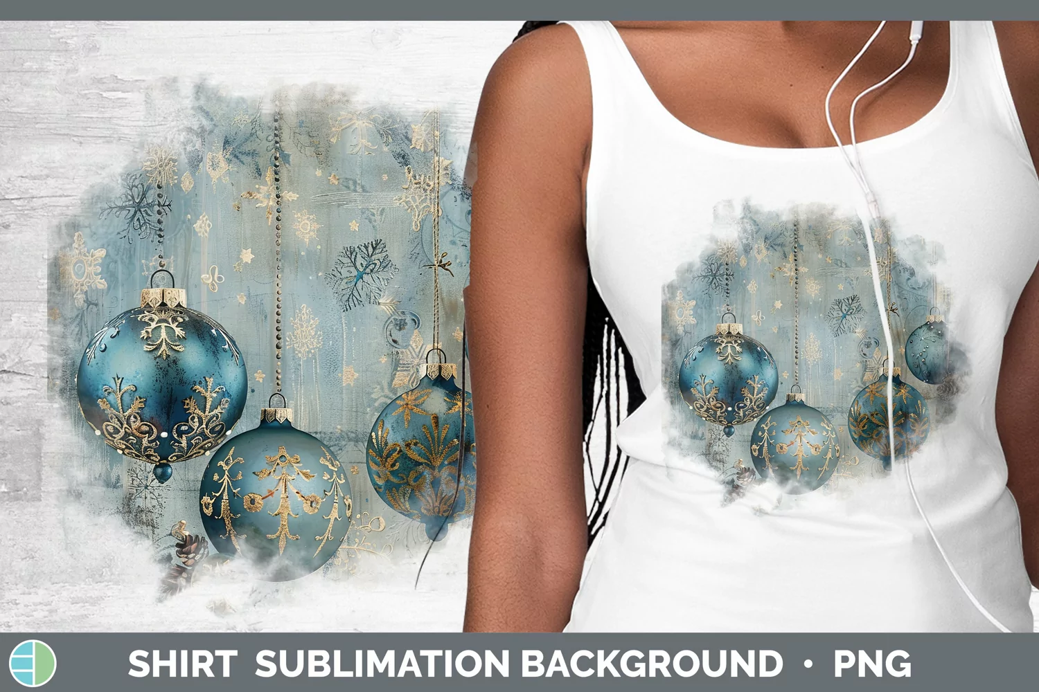 GorgeousVintage Blue Christmas Shirt design.