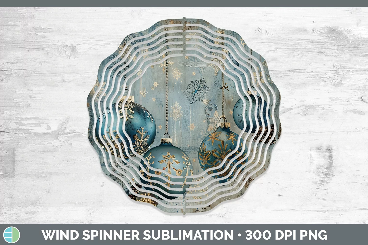 GorgeousVintage Blue Christmas Wind Spinner design.
