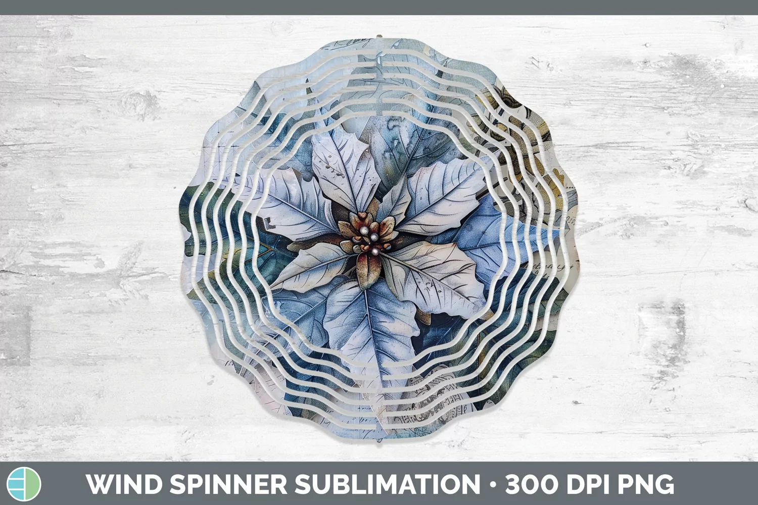 GorgeousVintage Blue Christmas Wind Spinner design.