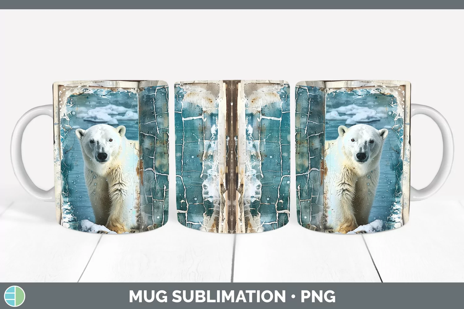 GorgeousVintage Blue Christmas Mug Wrap design.