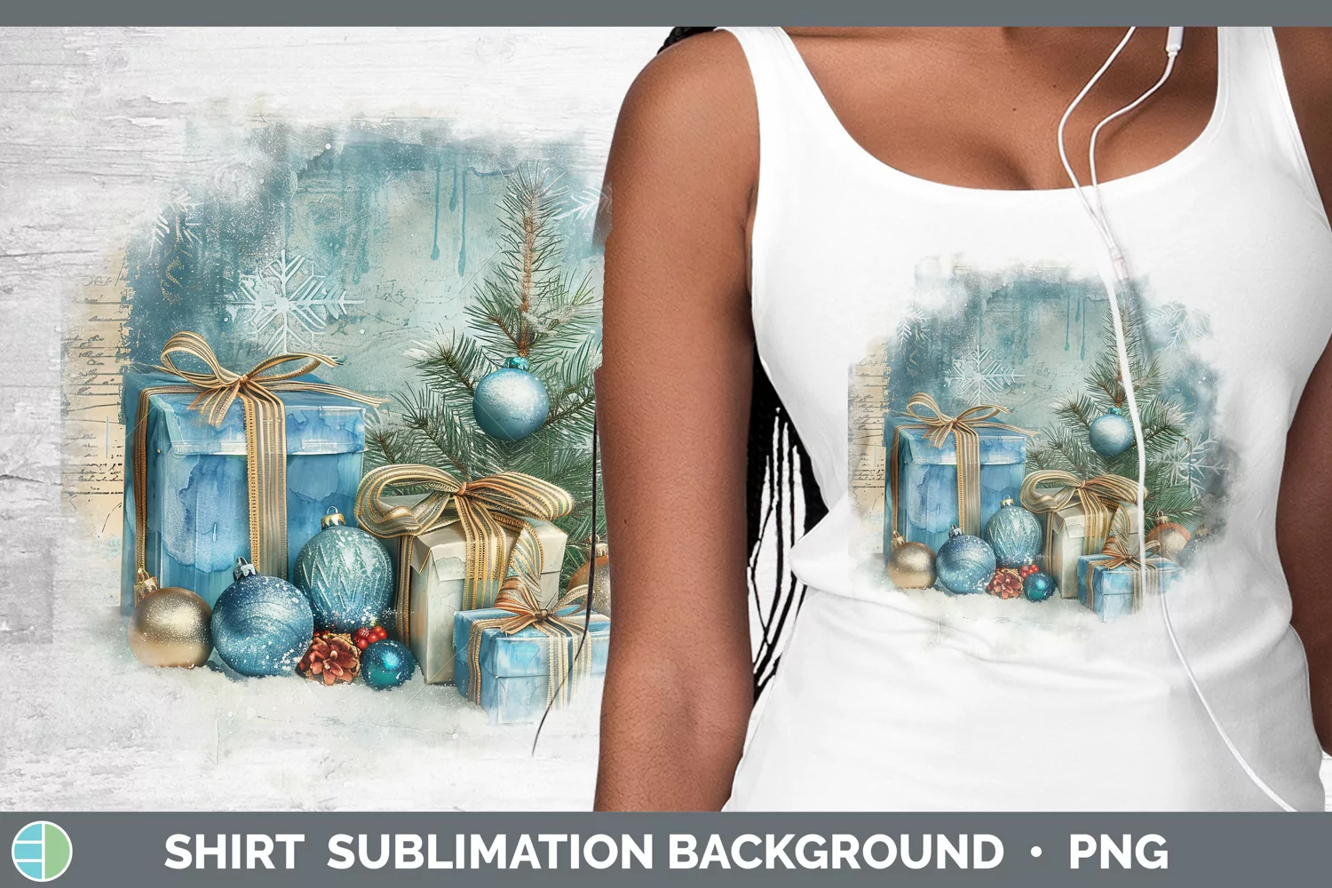 GorgeousVintage Blue Christmas Shirt design.