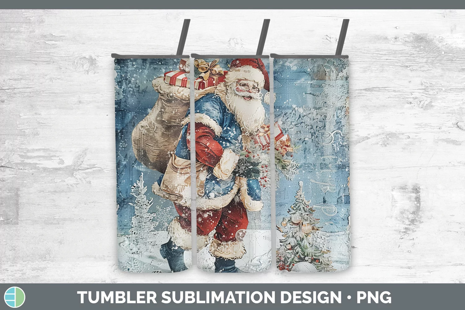 GorgeousVintage Blue Christmas Tumbler design.
