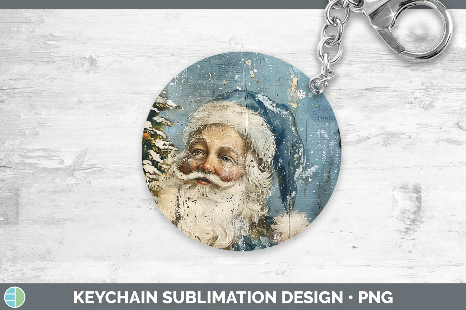 GorgeousVintage Blue Christmas Keychain design.