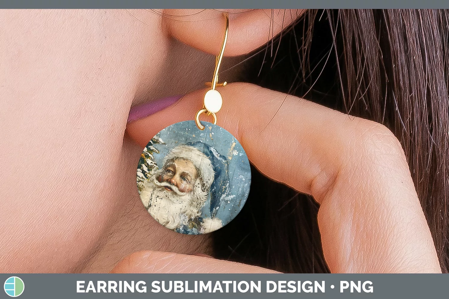 GorgeousVintage Blue Christmas Round Earrings design.