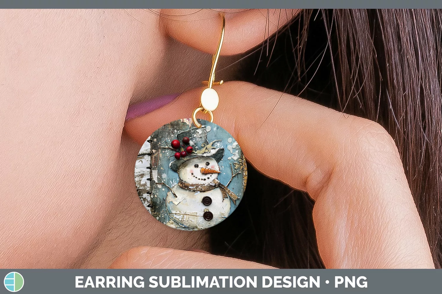 GorgeousVintage Blue Christmas Round Earrings design.