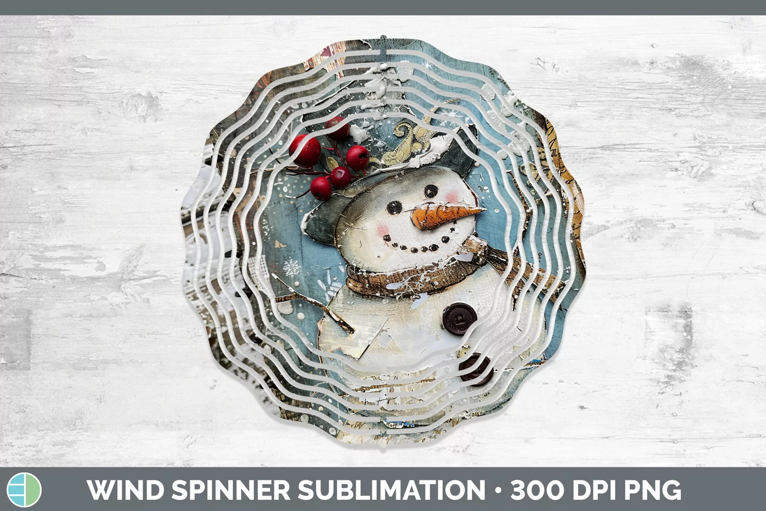 GorgeousVintage Blue Christmas Wind Spinner design.