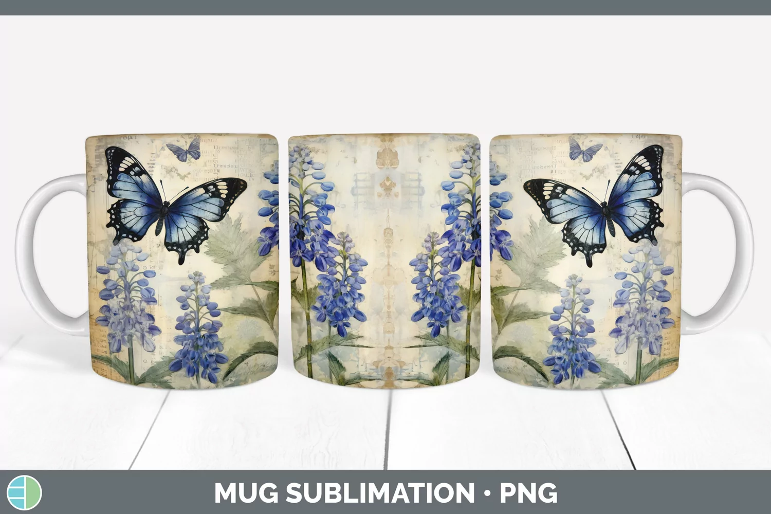 GorgeousDecoupage Bluebonnets Mug Wrap design.