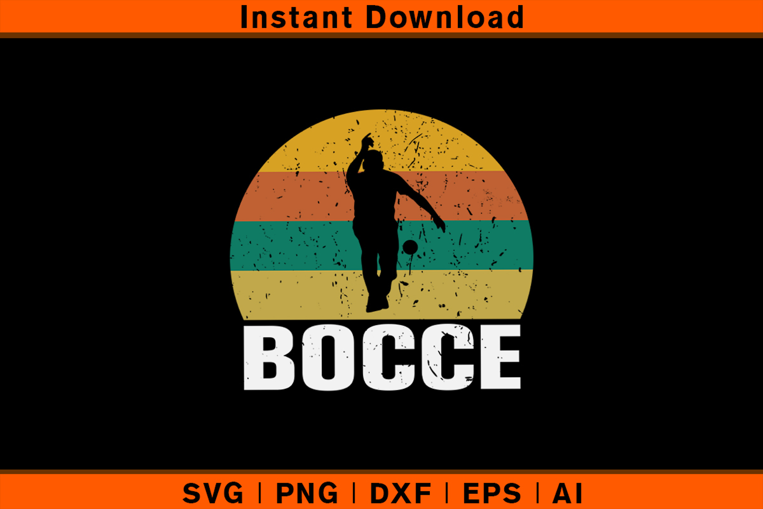 Retro Bocce SVG | Vintage 70’s Bocce Ball Player Design product image 1