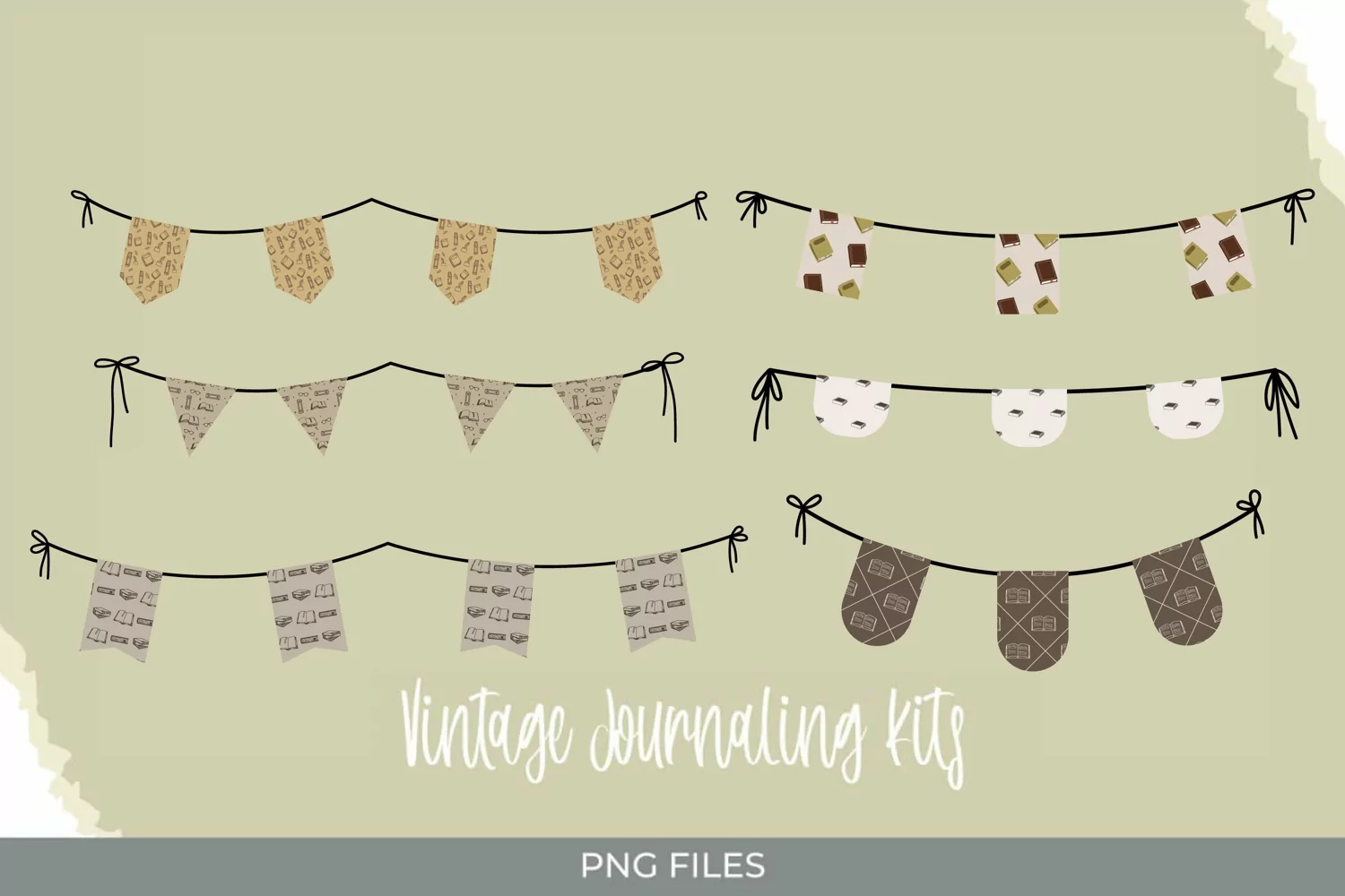 Vintage Book Seamless Pattern Bunting Banner Sets product image 1