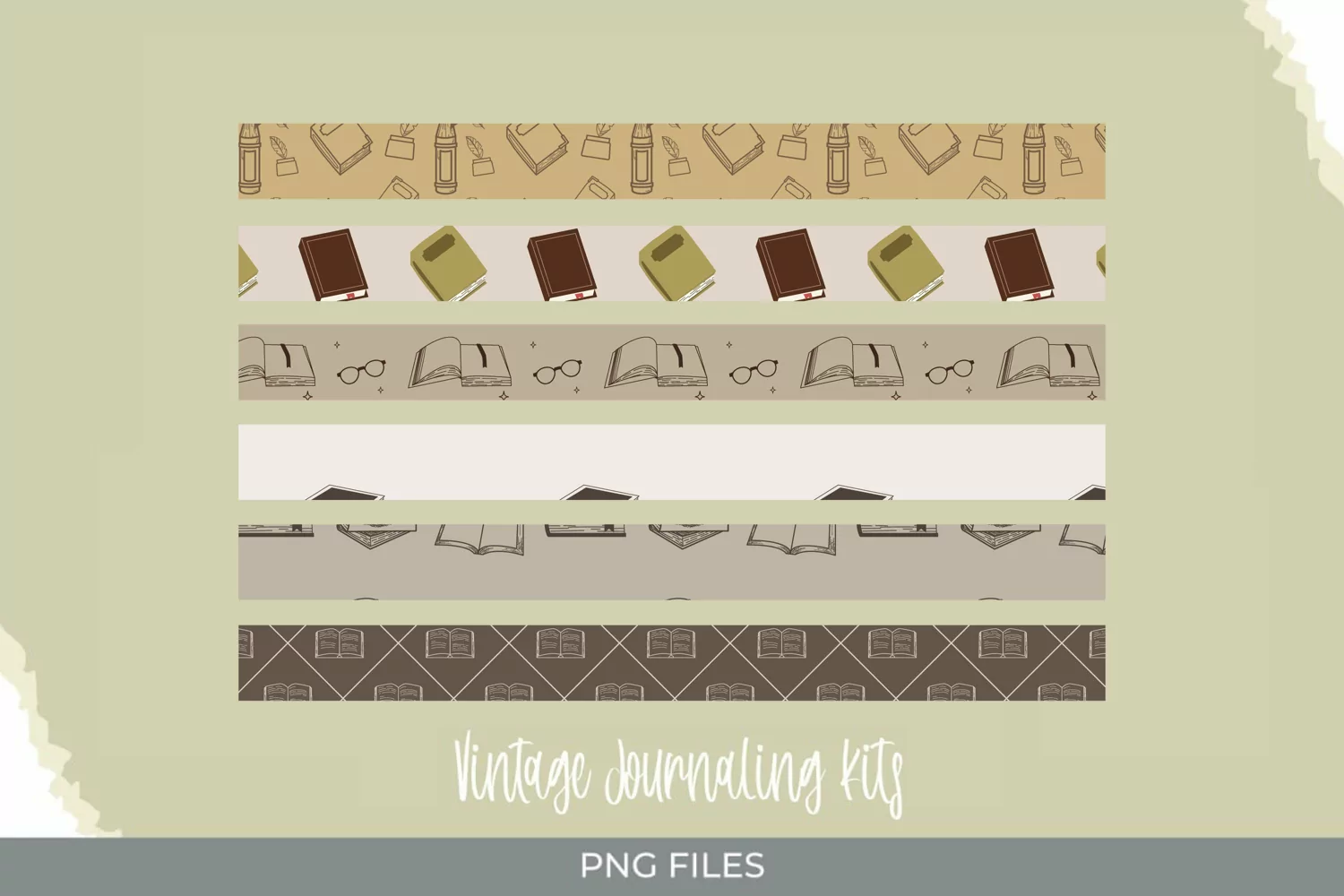 Vintage Book Seamless Pattern Strips product image 1