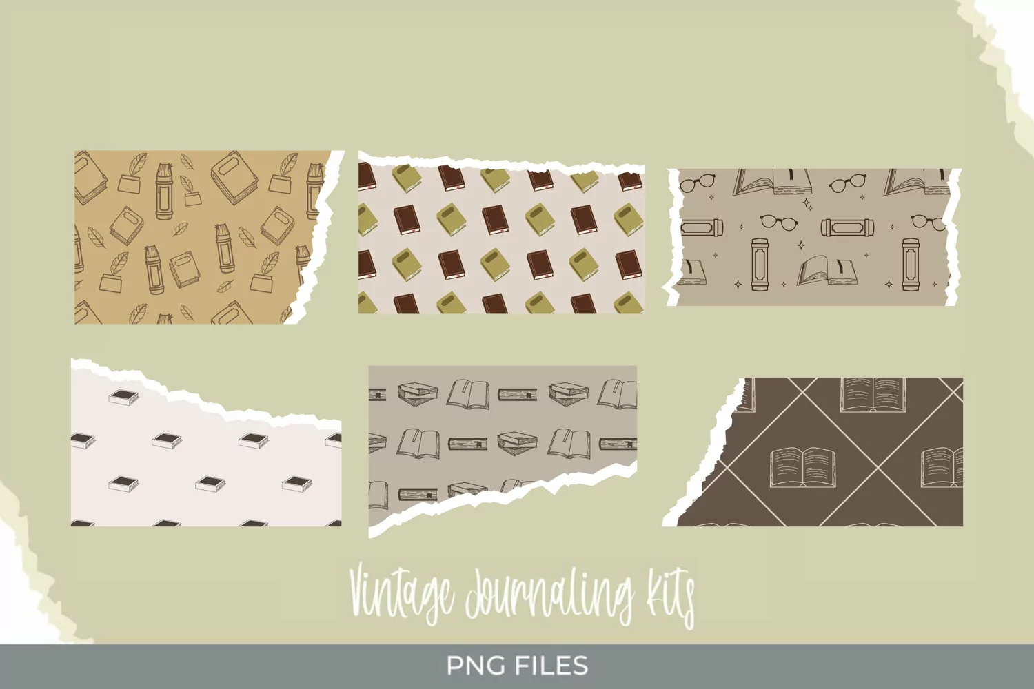 Vintage Book Seamless Pattern Torn Paper product image 1