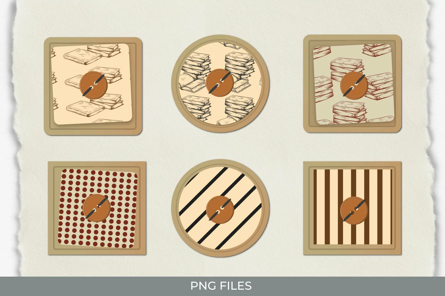 Vintage Book Seamless Pattern with Buttons product image 1