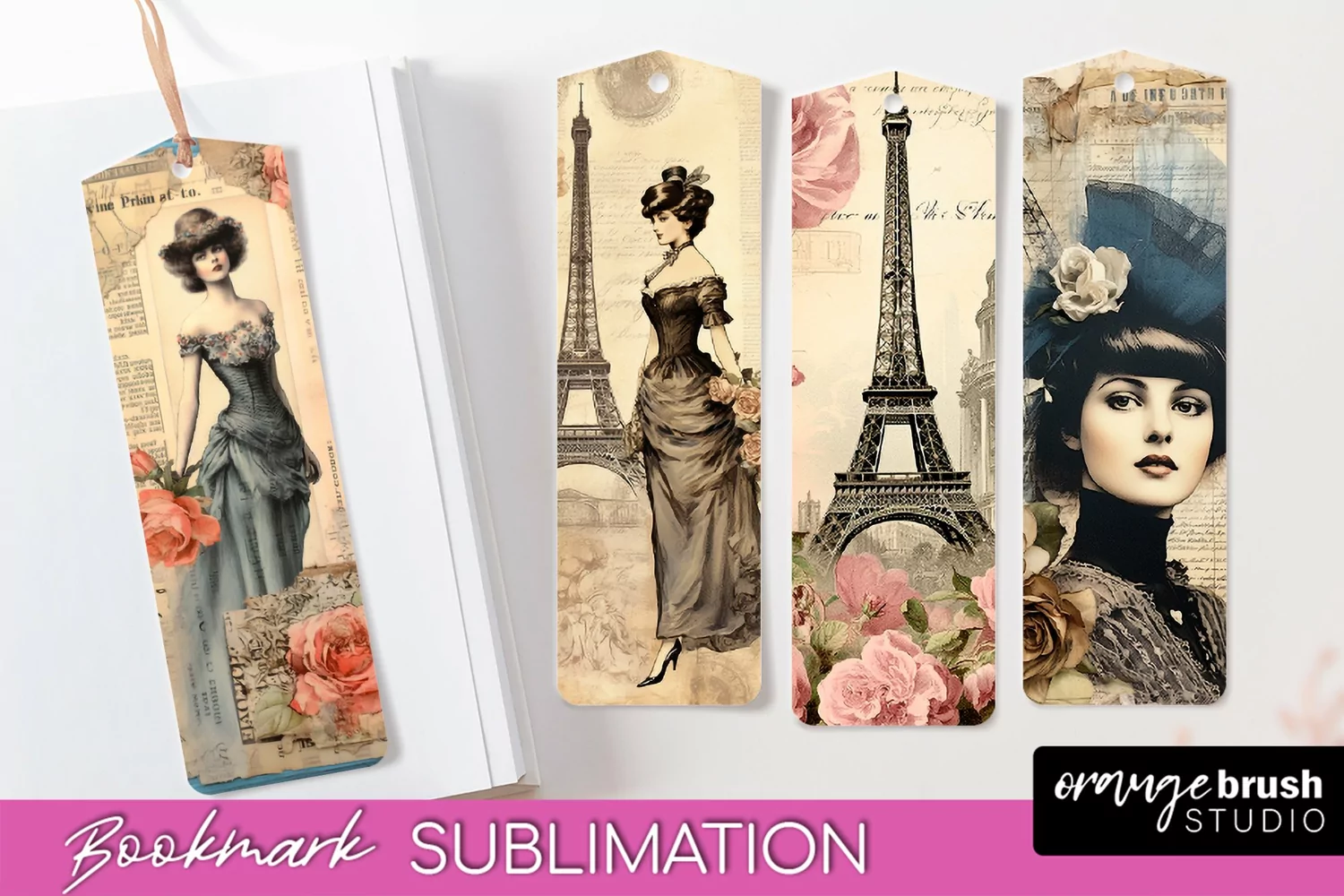 Vintage Bookmark Sublimation - Scrapbook Bookmarks 4 PNG product image 1