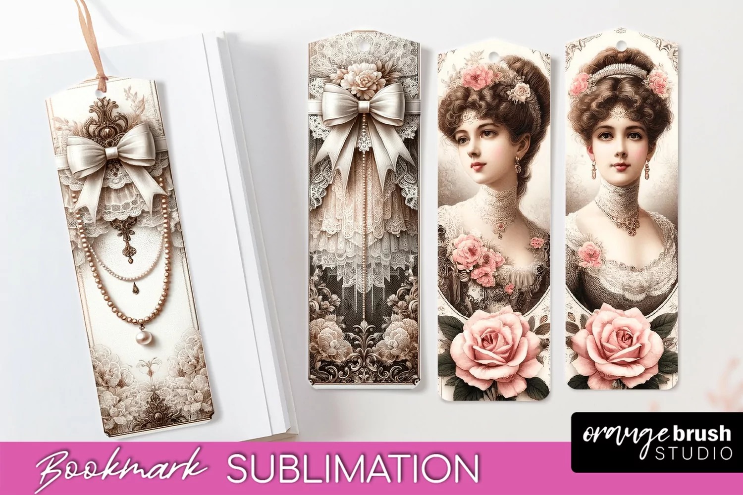 Vintage Bookmark Sublimation - Scrapbook Bookmarks 4 PNG product image 1