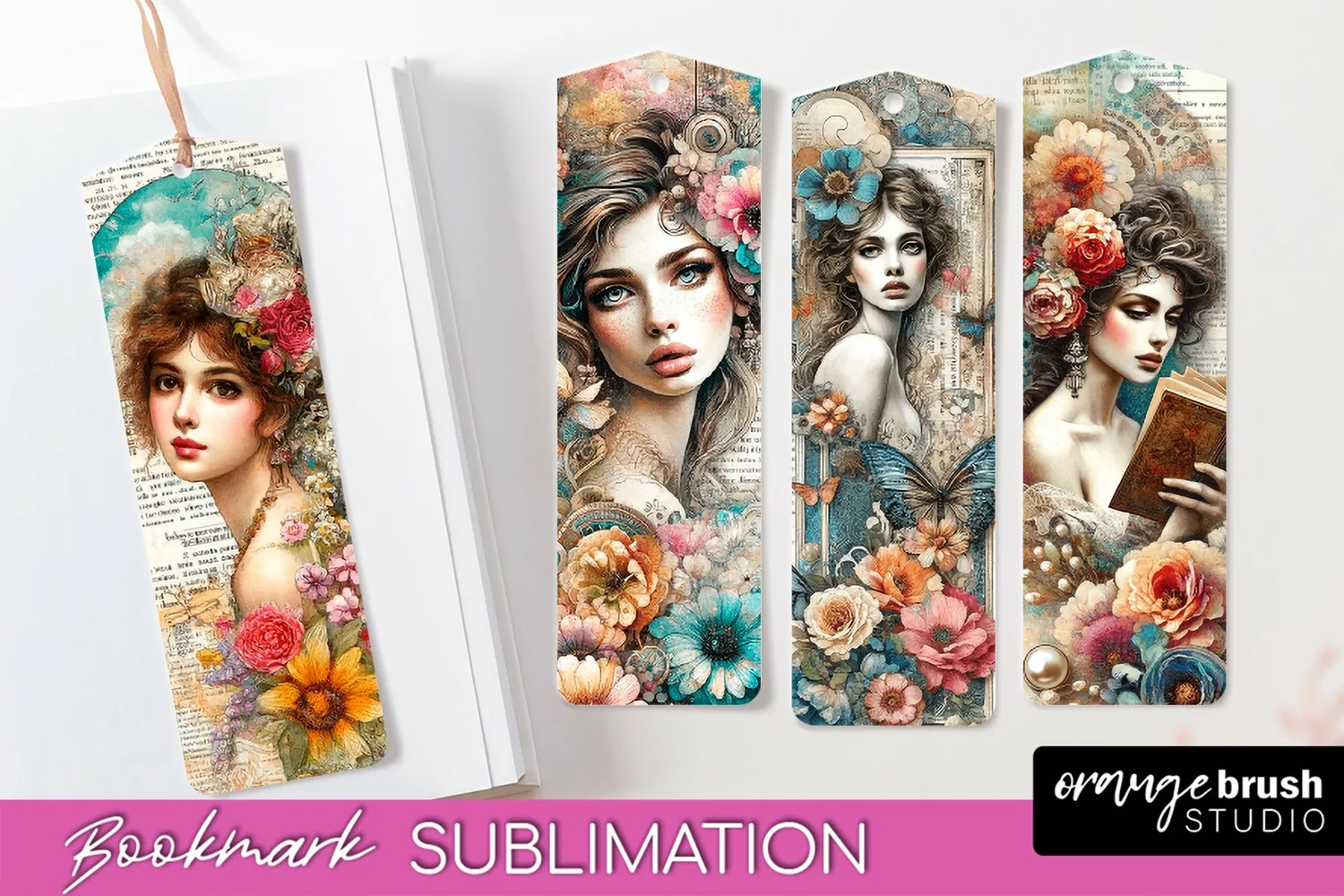 Vintage Bookmark Sublimation - Scrapbook Bookmarks 4 PNG product image 1