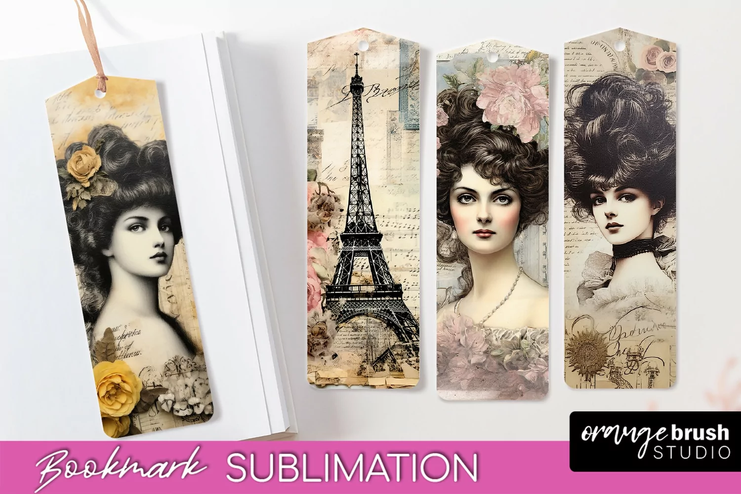 Vintage Bookmark Sublimation - Scrapbook Bookmarks 4 PNG product image 1