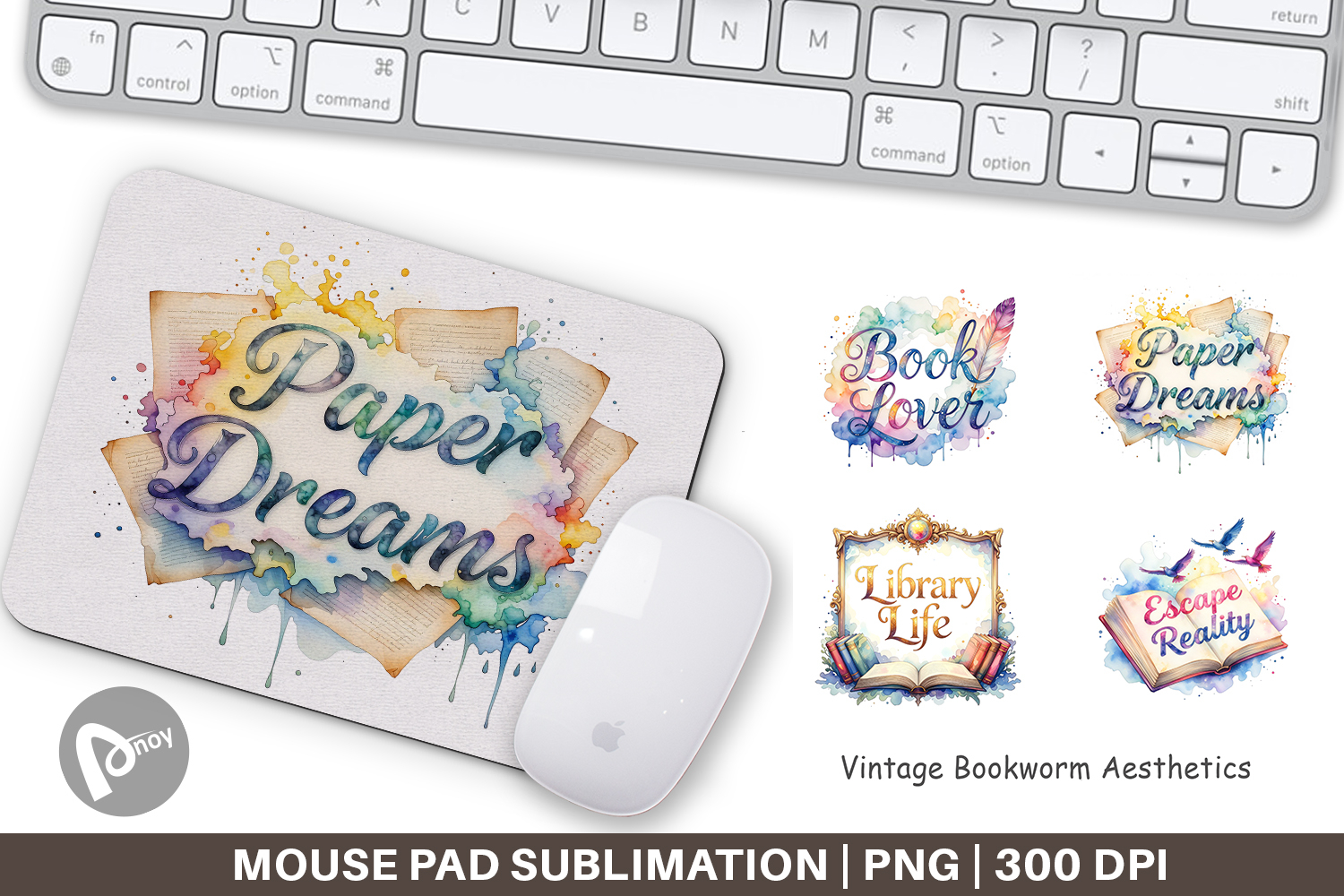 Vintage Bookworm Quotes Mouse Pad product image 1