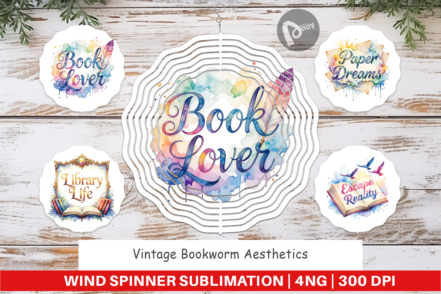 Vintage Bookworm Quotes Wind Spinner product image 1