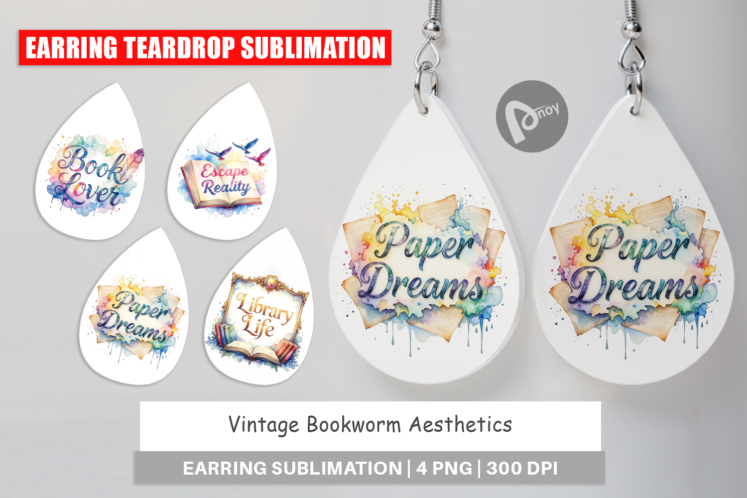 Vintage Bookworm Quotes Earring product image 1