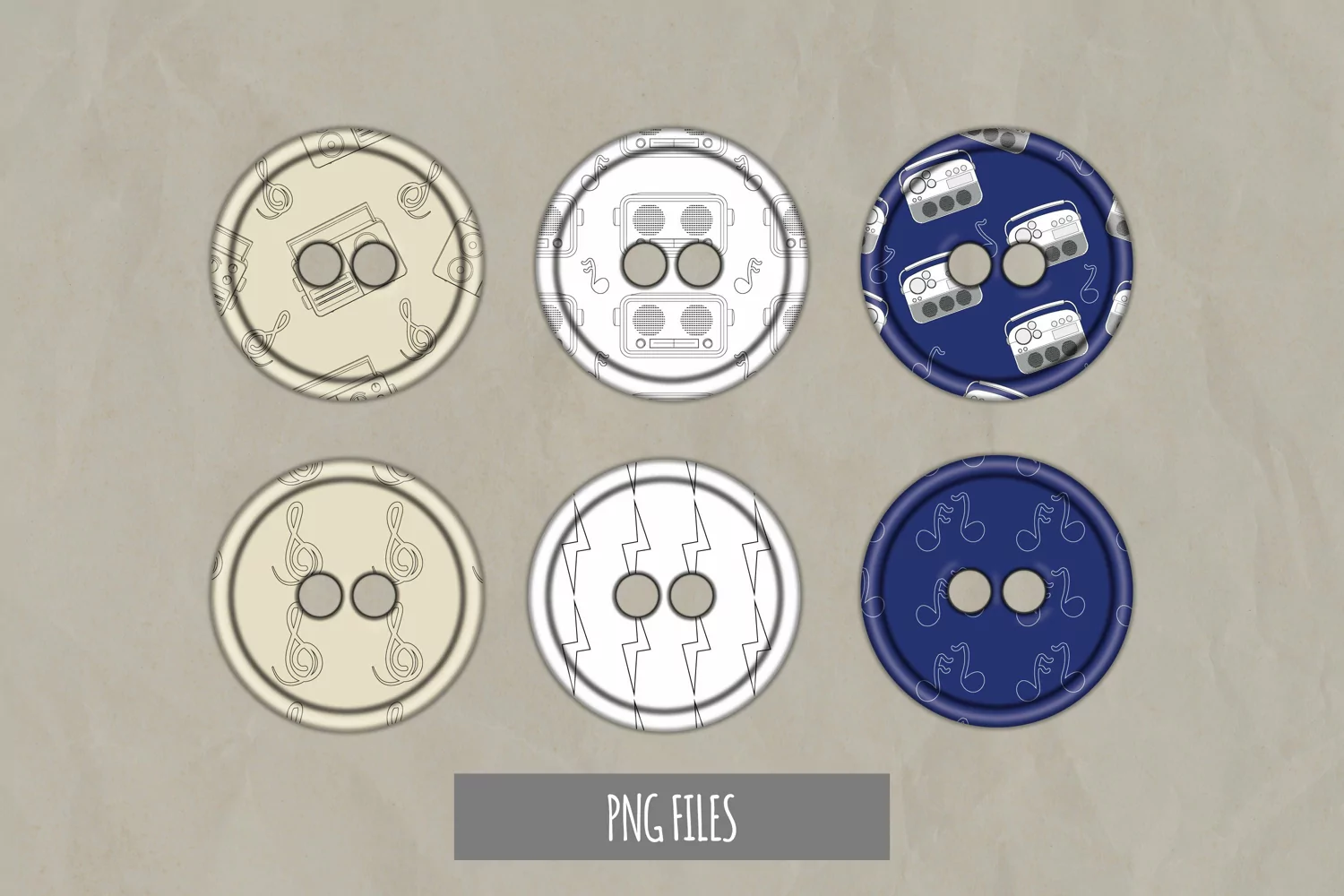 Vintage Boombox Pattern Button product image 1