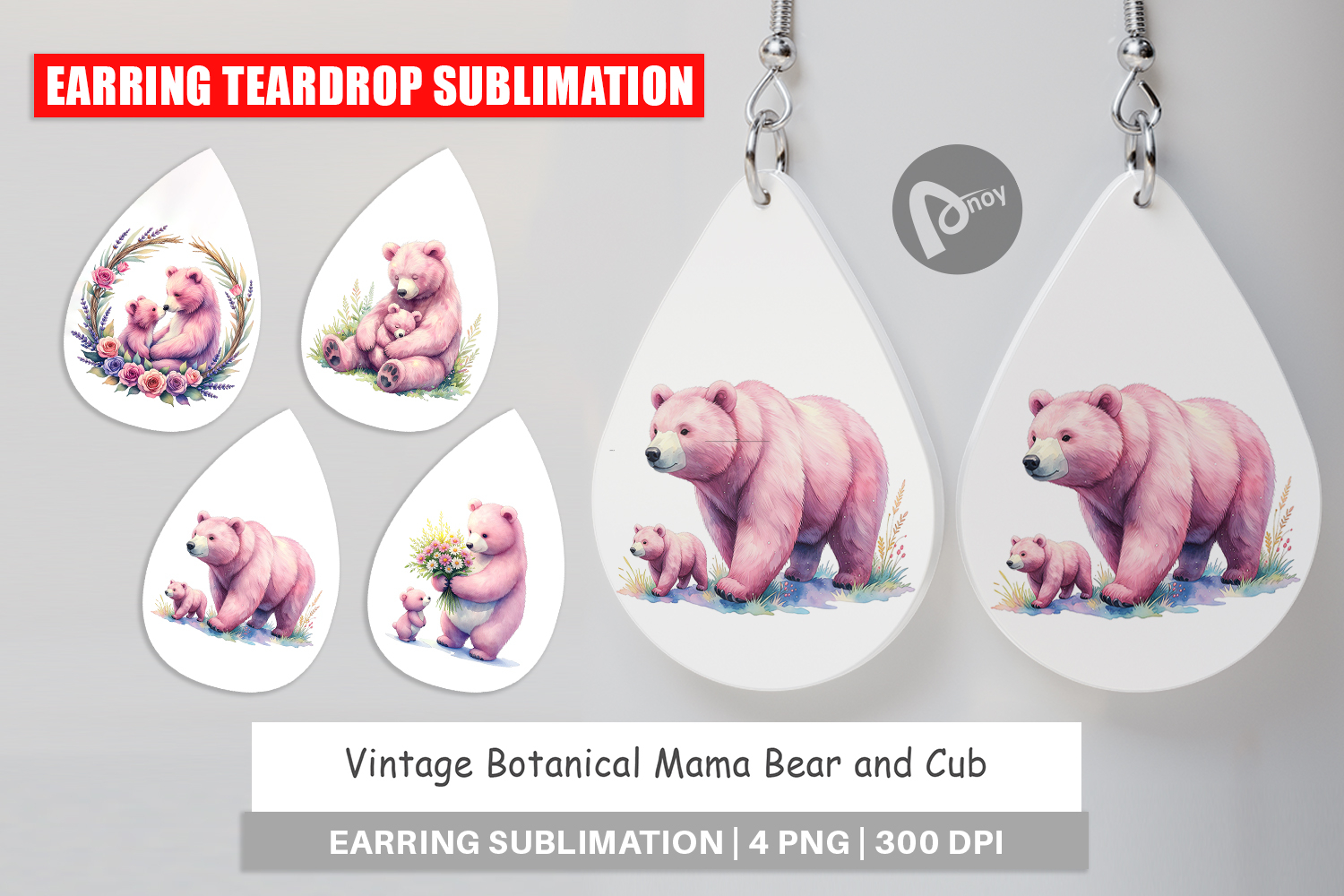 Botanical Mama Bear & Cub Earring product image 1