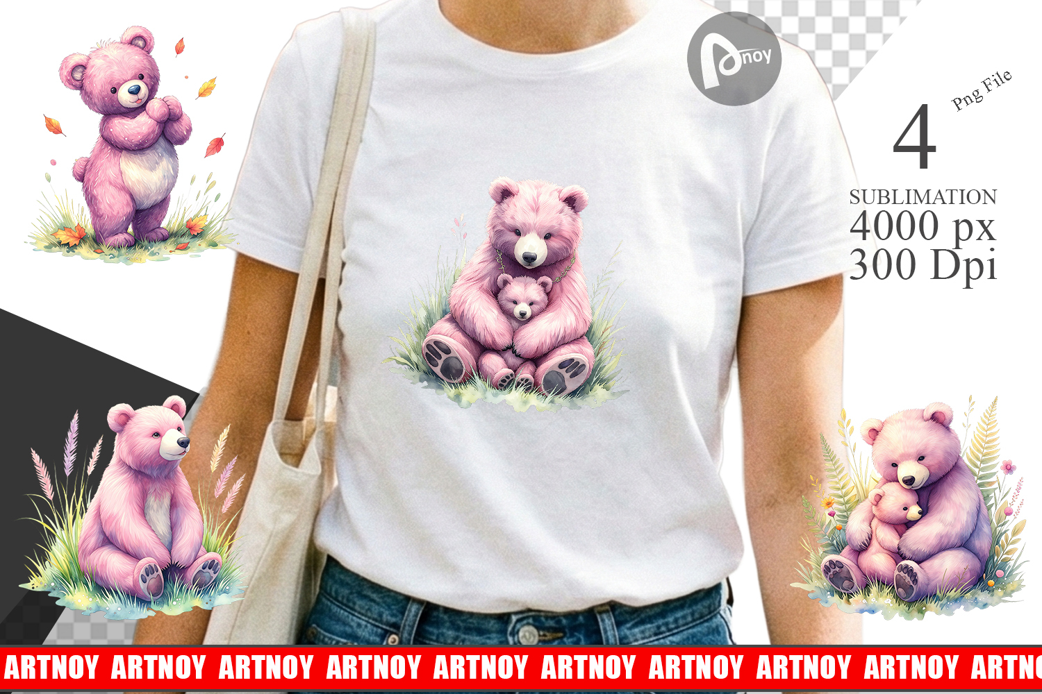 Botanical Mama Bear & Cub Sublimation product image 1