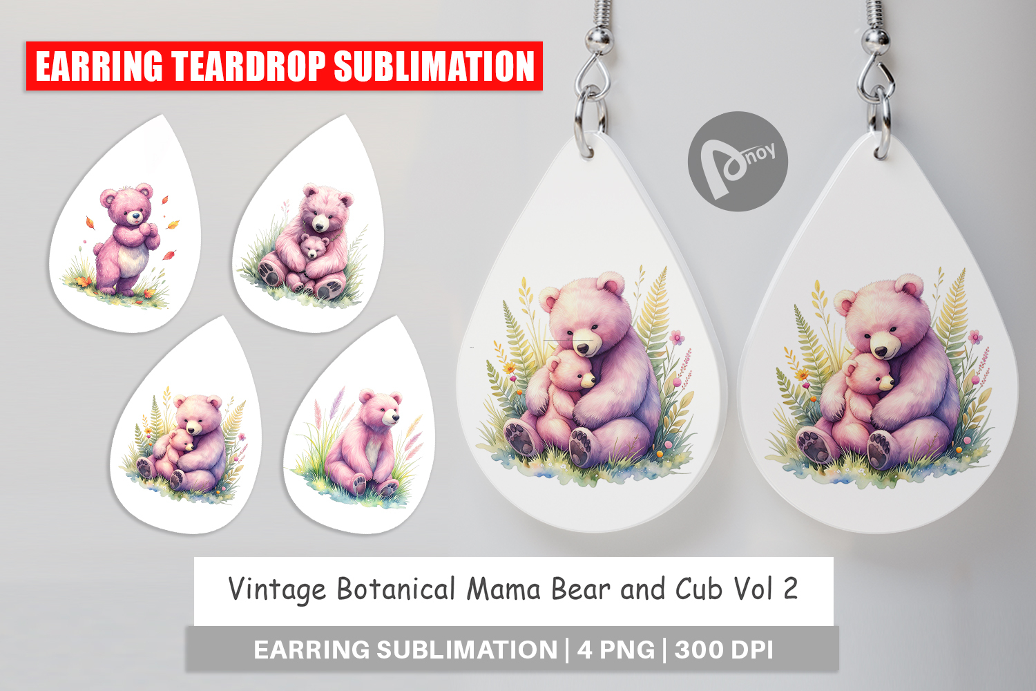 Botanical Mama Bear & Cub Earring product image 1