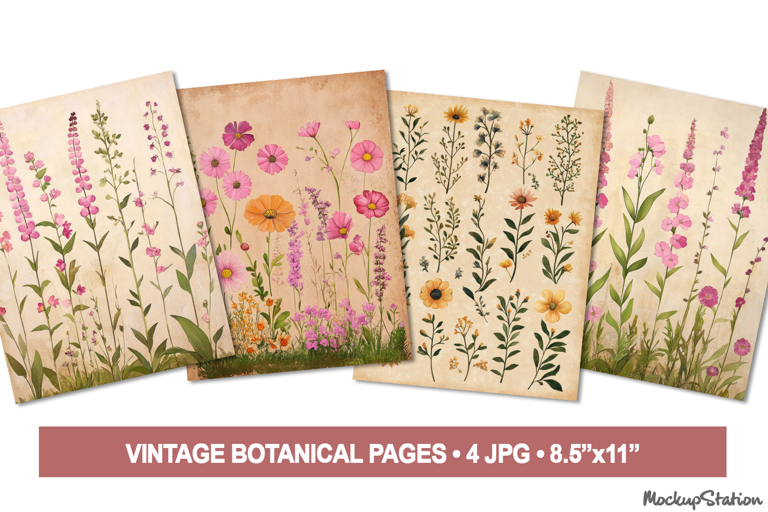 Spring Flowers Junk Journal Pages |Floral Digital Papers product image 1