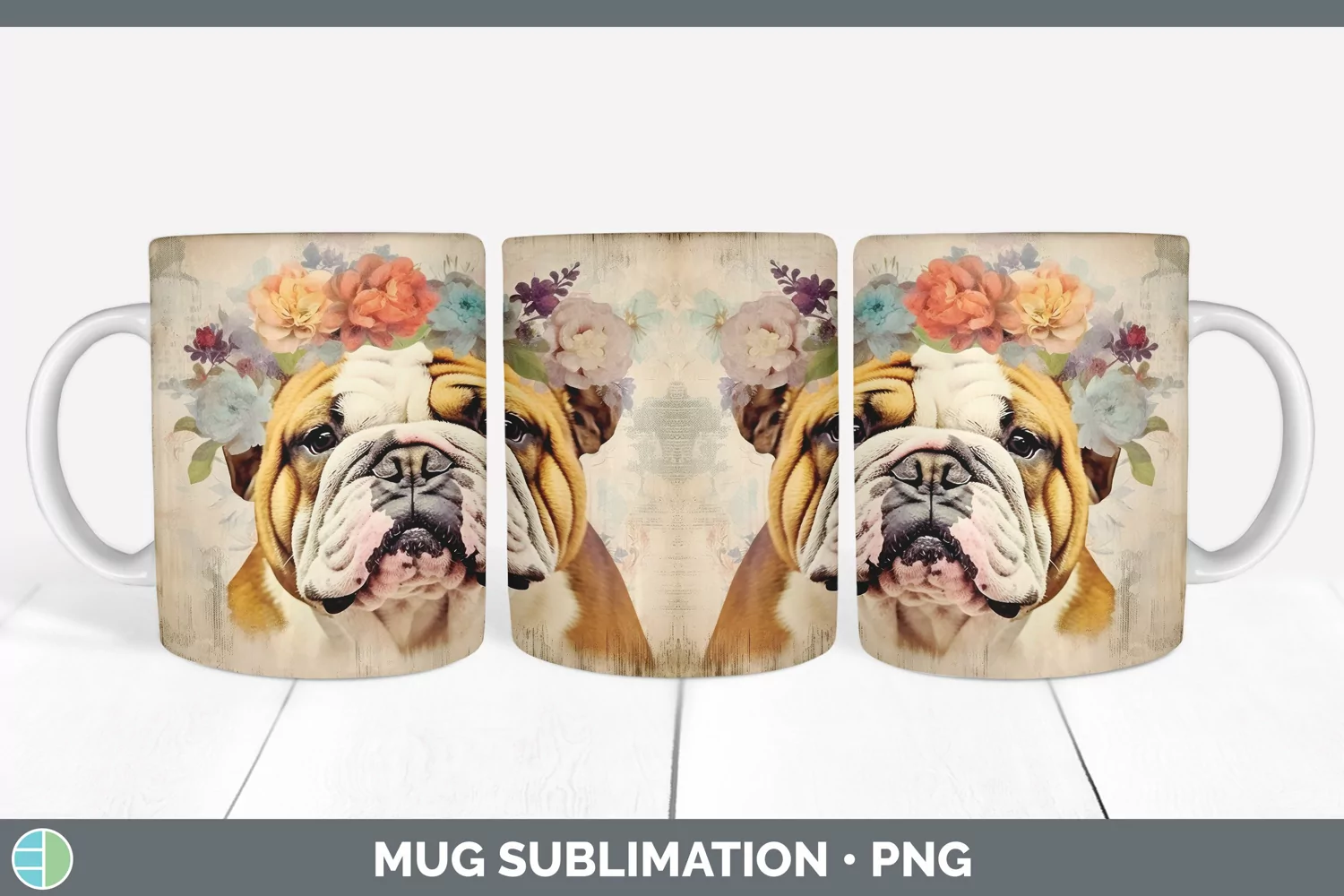 GorgeousDecoupage Bulldogs Mug Wrap design.