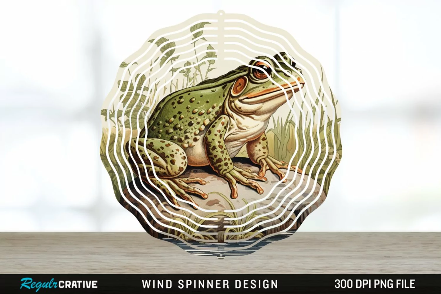 Vintage Bullfrog Spinner Sublimation Design PNG product image 1