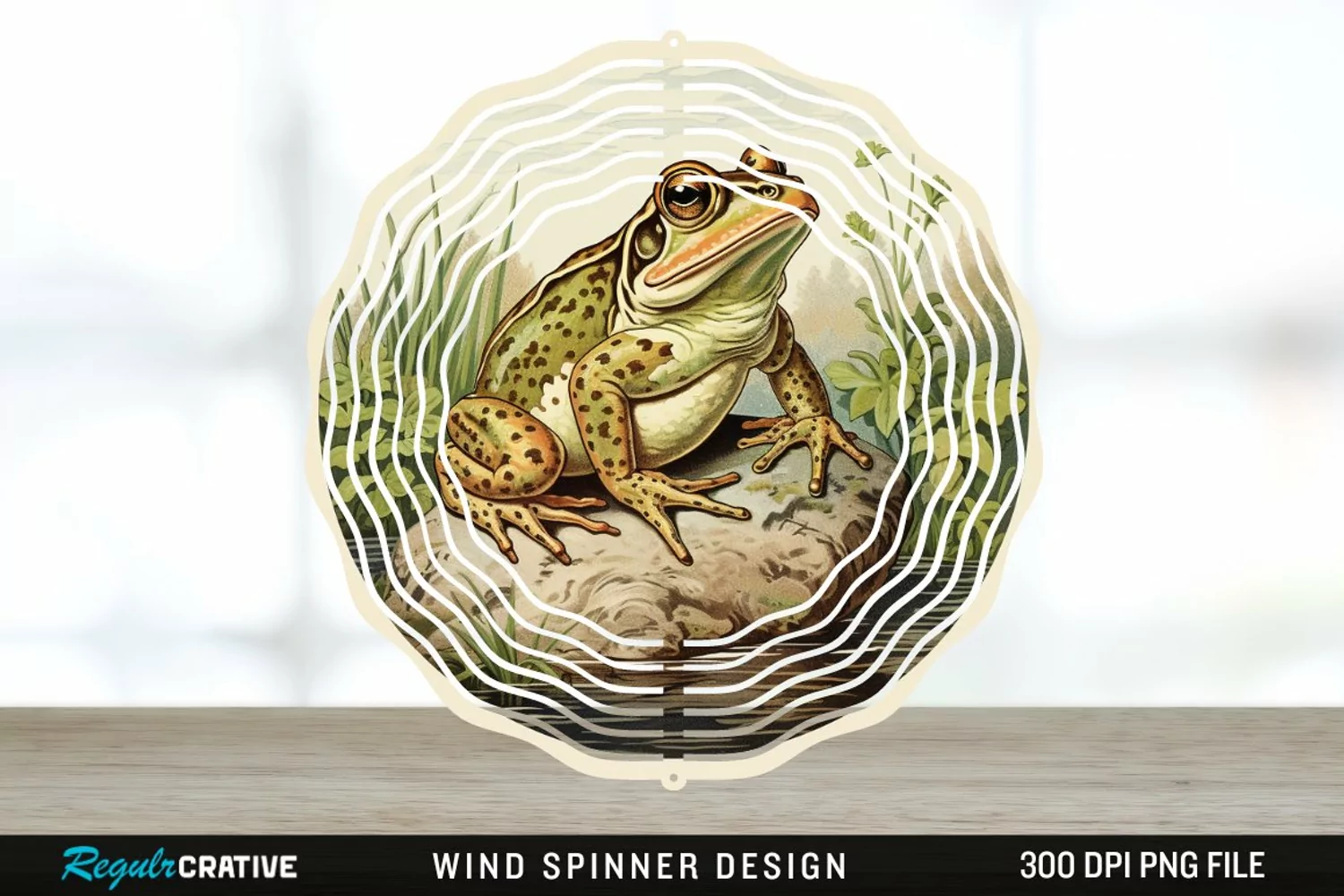 Vintage Bullfrog Spinner Sublimation Design PNG product image 1
