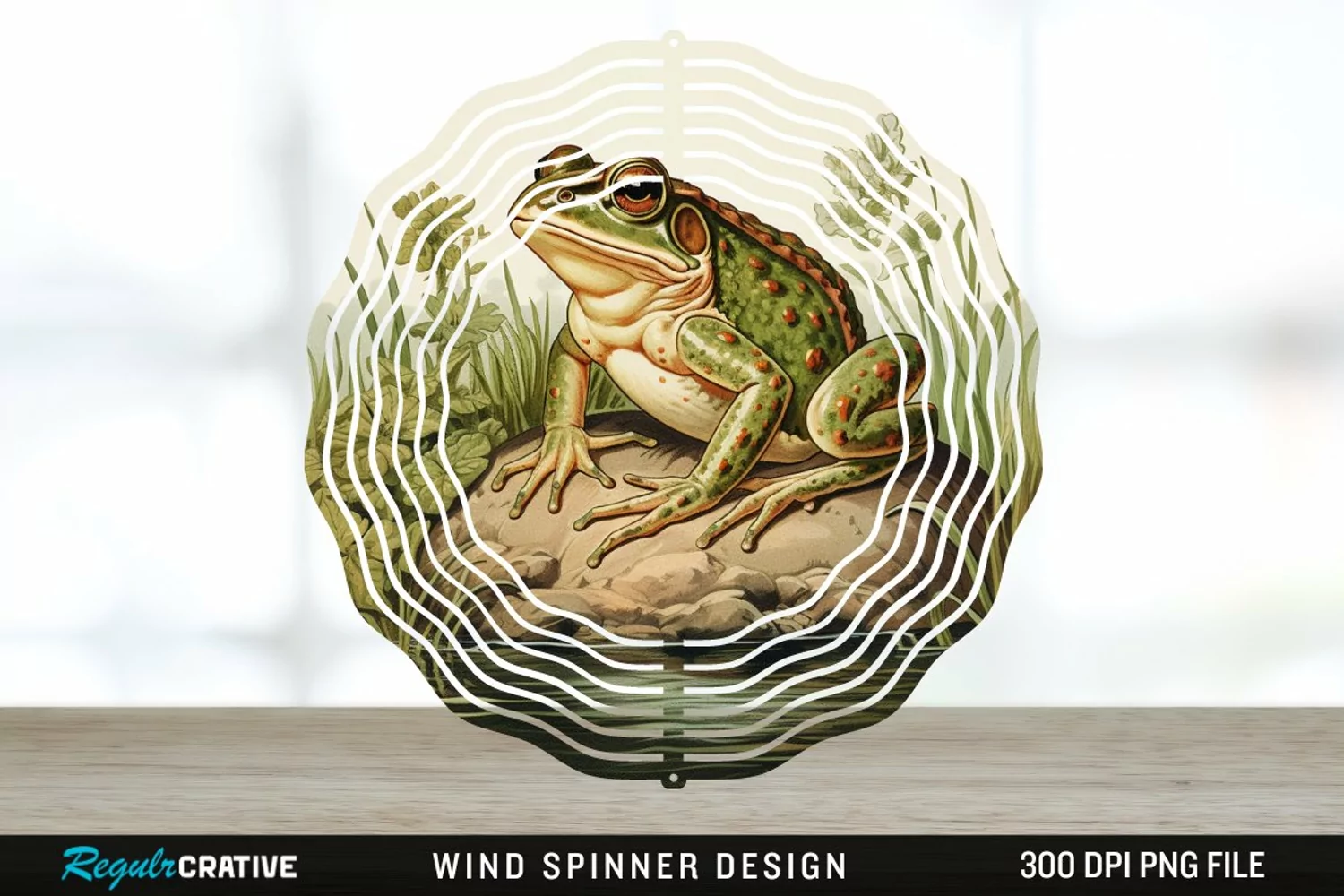 Vintage Bullfrog Spinner Sublimation Design PNG product image 1