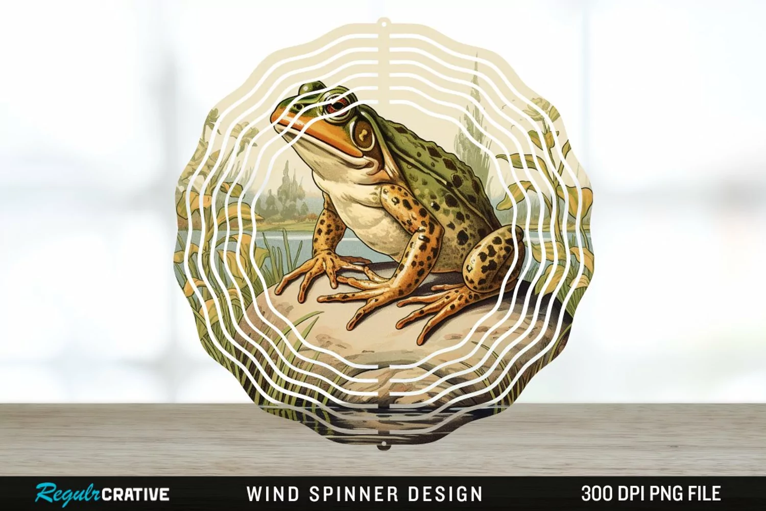 Vintage Bullfrog Spinner Sublimation Design PNG product image 1