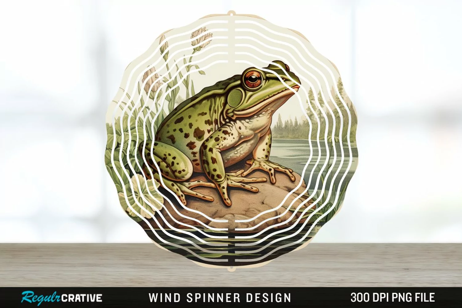 Vintage Bullfrog Spinner Sublimation Design PNG product image 1