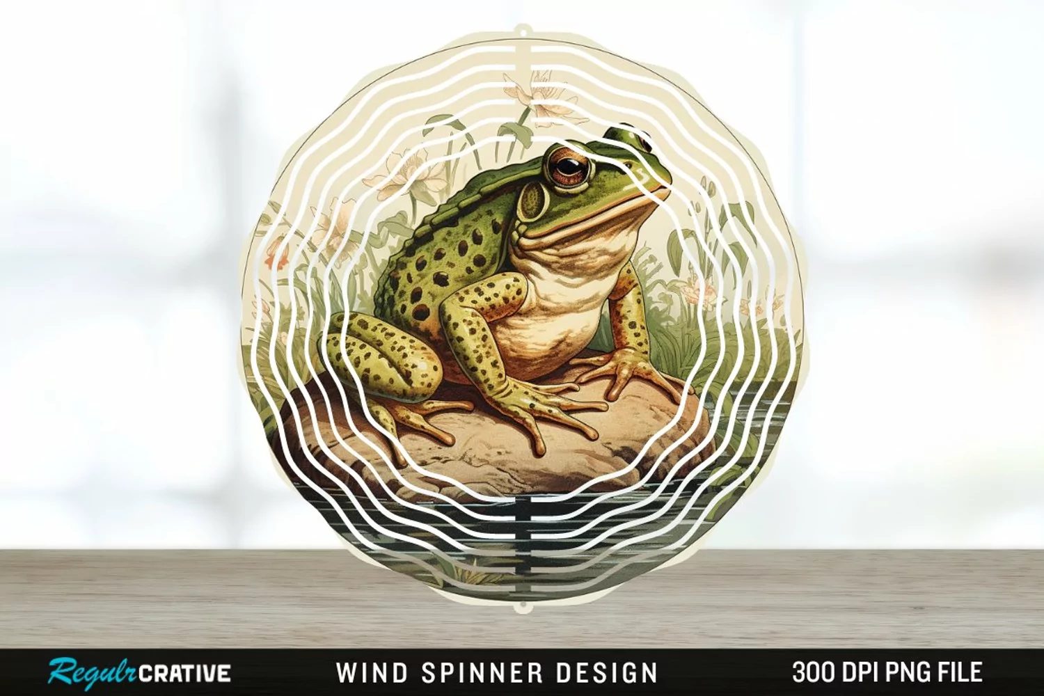 Vintage Bullfrog Spinner Sublimation Design PNG product image 1
