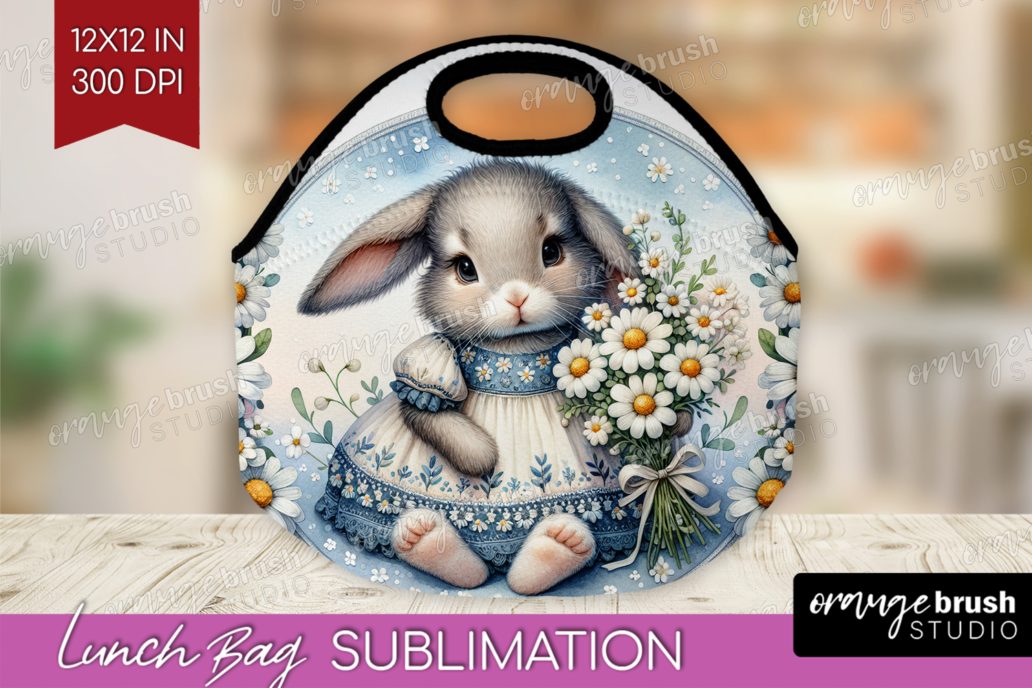 Vintage Bunny Lunch Bag - Cute Bunny Lunch Bug PNG product image 1