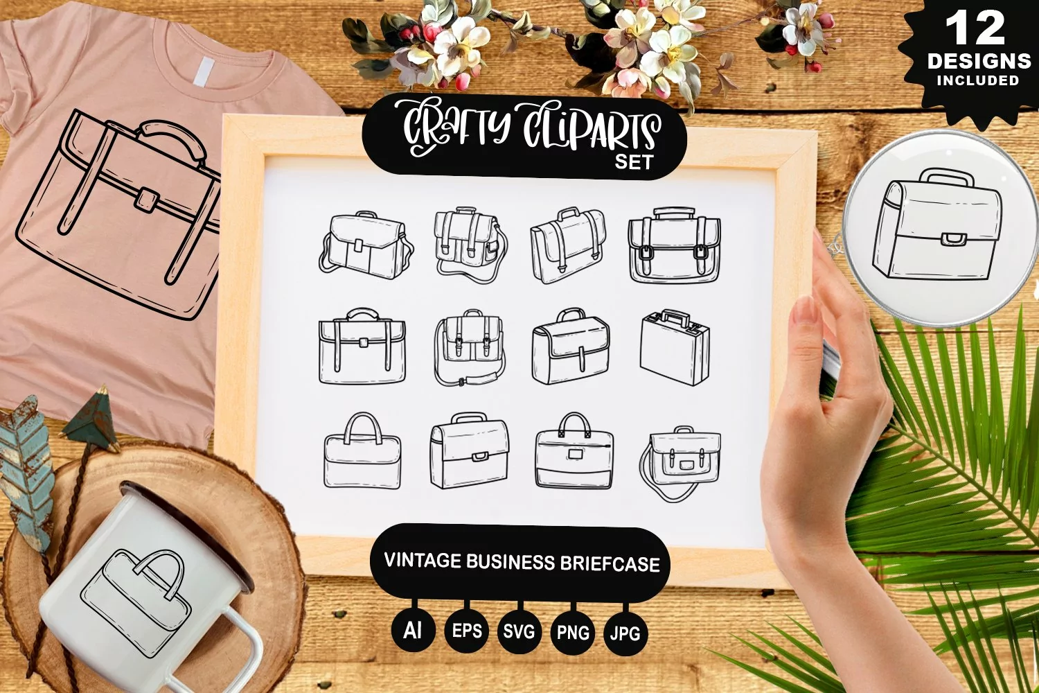 Vintage Business Briefcase Clipart Set product image 1